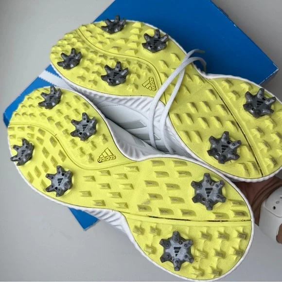 Adidas Golf Bounce White and Yellow Athletic Shoes - Picture 7 of 7